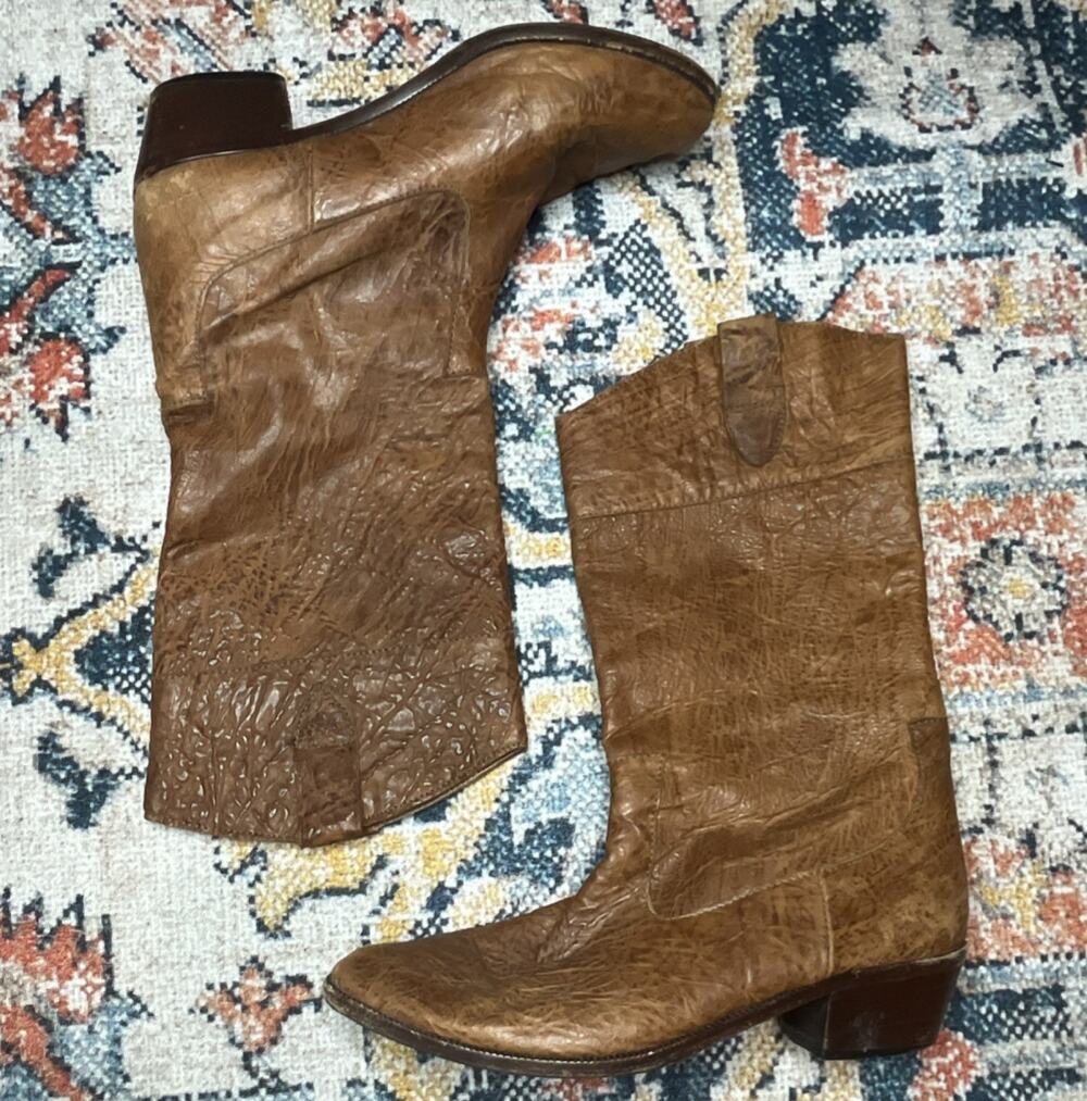 RARE Vtg 1980s Banana Republic Travel & Safari Co. Leather Ranch Boots Women 8.5
